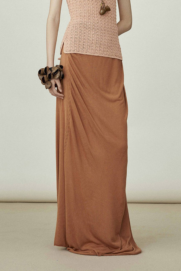 SWAYING/KNIT seamless round hem long skirt SW24SS3B23 clay color PS82